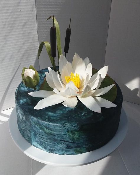 Lily Flower Cake, Water Lily Cake, Lily Cake, Lemon And Coconut Cake, Savory Cakes, Cactus Cake, Fantasy Cake, Beautiful Birthday Cakes, Cake Decorating Designs