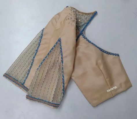 Simple Blouse Sleeve Designs, New Sleeves Designs For Blouse, Simple Silk Saree Blouse Designs, Simple Patch Work Blouse Designs Silk, Plain Blouse Designs, Blue Blouse Designs, Netted Blouse Designs, Patch Work Blouse Designs, Net Blouse