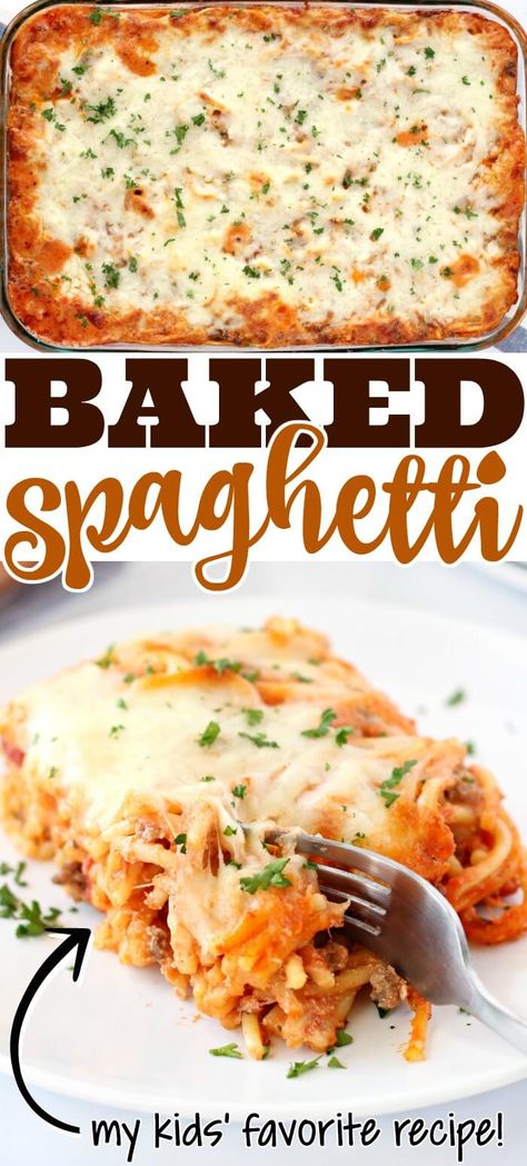 Baked Lasagna Recipe, Easy Baked Spaghetti Recipe, Easy Baked Spaghetti, Spaghetti Ingredients, Baked Spaghetti Casserole, Baked Spaghetti Recipe, Baked Food, Baked Lasagna, Spaghetti Casserole