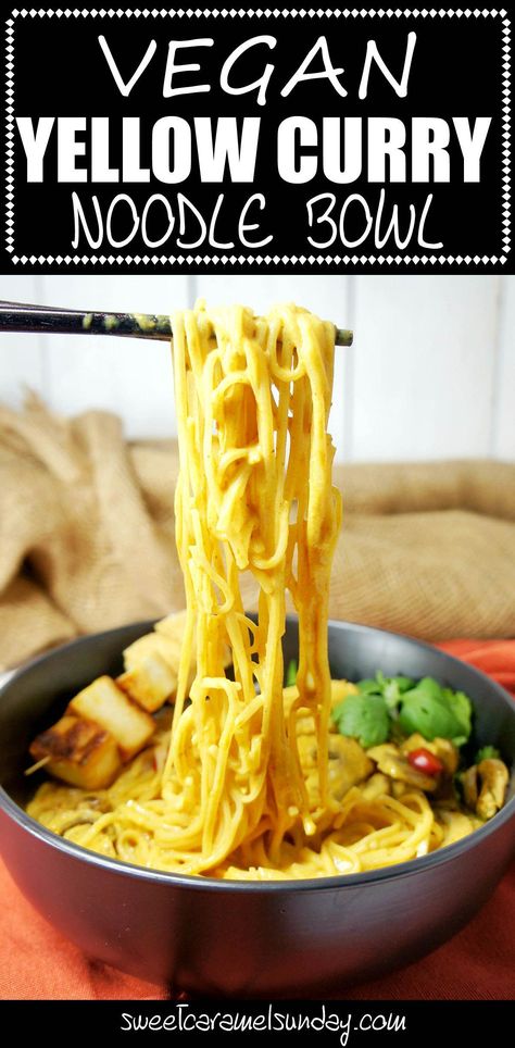 Yellow Curry Ramen, Yellow Curry Noodle Soup, Yellow Curry Noodles, Vegetarian Yellow Curry, Curry Noodle Bowl, Vegan Yellow Curry, Yellow Curry Recipe, Curry Vegetarian, Vegetarian Noodles