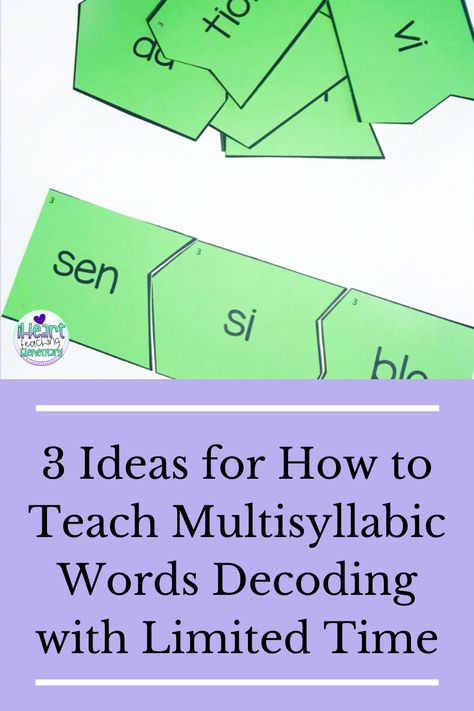 Read about how to teach decoding multisyllabic words even if you have limited time. I'm sharing 3 ideas for how to fit it into your schedule. Teaching Decoding Multisyllabic Words, Multisyllabic Word Activities, Teaching Decoding, Multisyllabic Words Activities, Decoding Activities, Decoding Multisyllabic Words, Decoding Strategies, Literacy Coach, Intervention Classroom