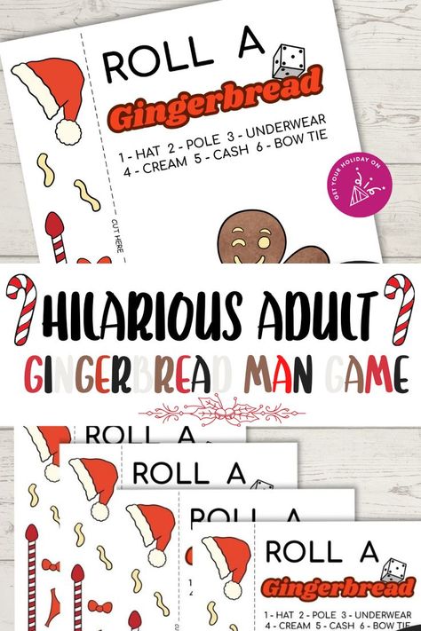 Christmas party games for adults Gingerbread Man Games, Gingerbread Games, Printable Christmas Party Games, Christmas Party Games For Adults, Party Games For Adults, Gingerbread Man Activities, Gingerbread Activities, Christmas Gift Games, Christmas Games For Adults