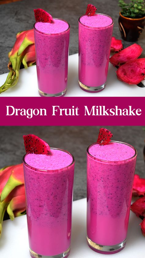 Dragon fruit Milkshake Dragon Fruit Shake, Shake Snap, Fruit Shakes Recipes, Fruit Milkshake Recipe, Dragon Fruit Juice, Fruit Shake, Fruit Milkshake, Fruit Juice Recipes, Summer Coolers