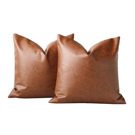 PRICES MAY VARY. Top Quality Artificial Leather: The pillow covers are made of brown artificial leather( surface polished & pinted specail retro pattern ）-leather stronger and more durable. Size: 12 by 20 inch or 16 by 16 inch or 18 by 18 inch or 20x20 inch or 22x22 inch or 24x24 inch for your choosing, fit for your pillow size in 12by 20 inch or 16 by 16 inch or 18 by 18 inch or 20x20 inch or 22x22 inch or 24x24 inch.(just pillow covers, not contain pillows） Perfect Details: invisible zipper cl Faux Leather Pillow, Cover For Couch, Leather Throw Pillows, Farmhouse Throw Pillow, Country Farmhouse Style, Fall Pillow Cover, Brown Pillows, Leather Pillow, Accent Throw Pillows