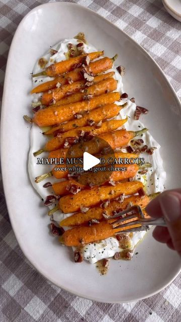 Mandi Hickman on Instagram: "The perfect fall veggie side dish: maple mustard carrots over whipped goat cheese🥕
Comment RECIPE to get the recipe sent directly to your inbox
.
.
.
.
#sidedish #easyrecipe #fallfood #fallrecipes #recipeideas #goatcheese #carrots" Mustard Carrots, Goat Cheese Log, Carrot Dishes, Roasted Rainbow Carrots, Carrots Side Dish, Cheese Log, Whipped Goat Cheese, Maple Mustard, Fall Meals