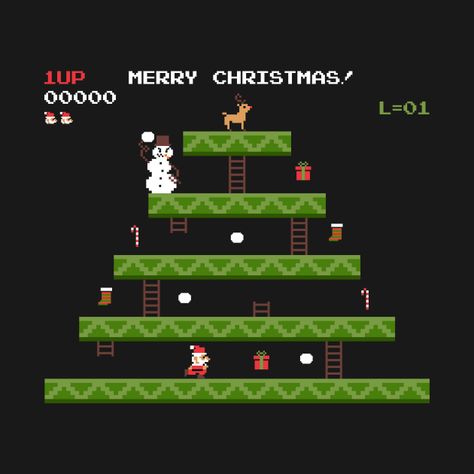 merry christmas retro pixel video game - Video Game - T-Shirt | TeePublic Pixel Video Game, Video Game Christmas, Christmas Pixel, Pixel Video, Video Game Crafts, Game Crafts, Pixel Game, Video Game T Shirts, Christmas Retro