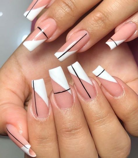 Unique White Nail Designs, Fancy Nails Designs, Simple Gel Nails, Pretty Nail Art Designs, Long Square Acrylic Nails, Acrylic Nails Coffin Short, Short Acrylic Nails Designs, Square Acrylic Nails, Fabulous Nails