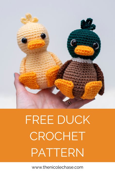 Ducky Crochet Pattern Free, Crochet Patterns Duck Free, Amigurumi Duck Free Pattern Crochet Projects, Free Crochet Duck Pattern Amigurumi, Duck Free Crochet Pattern, Crochet Mallard Duck Pattern Free, Mallard Duck Crochet Pattern Free, Free Crochet Duck Pattern, Free Duck Crochet Pattern