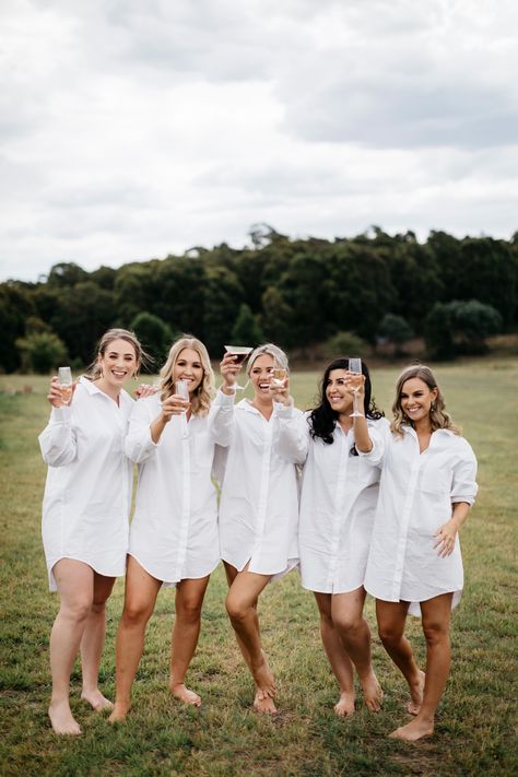 Bridal Party Getting Ready Outfit, Winery Proposal, Bridesmaid Getting Ready Outfit, Bridesmaids Pjs, Getting Ready Outfits, Big Little Sorority Shirts, Wedding Miscellaneous, Bridesmaid Get Ready Outfit, Bridesmaids Getting Ready