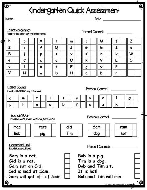 First Grade Letter Practice, Assessments For Kindergarten, Reading Assessment First Grade, Kindergarten Evaluation Sheet, Kindergarten Assessment Forms Free, Kindergarten Readiness Assessment Free Printable, How To Teach Kindergarteners To Read, Kindergarten Learning To Read, Phonics Assessment Kindergarten