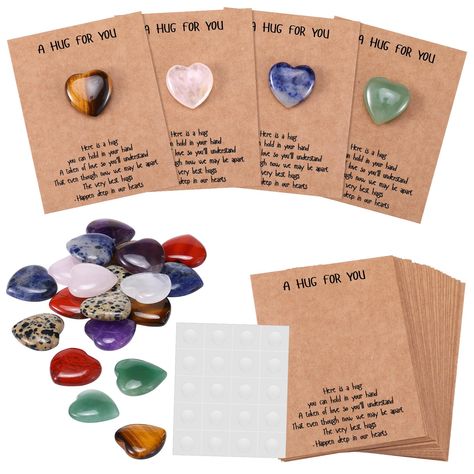 PRICES MAY VARY. Wealth of Expression: exceeding expectations in abundance, our product brings to you 40 hug cards, 40 glue point dots and 40 heart shape natural stones in 8 styles, 5 for each style; This abundant quantity ensures you will have the means to express care and encouragement to many friends, whenever the moment feels right; Dive into a world of ample expression opportunities Quality Materials: the quality of the materials becomes evident upon touch; The hug cards are made of sturdy School Party Favors, Pocket Hug, Jewelry Making Kits, Relationship Gifts, Gifts For Colleagues, Skills Activities, Fun Gifts, Thanksgiving Crafts, School Parties