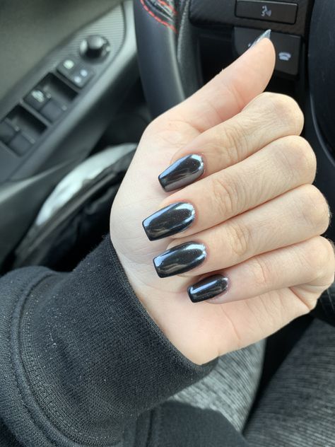 Metallic Black Nails, Chrome Nail Colors, Square Oval Nails, Black Chrome Nails, Metallic Nails Design, Chrome Manicure, Metallic Nail, Chrome Nails Designs, Blue Chrome