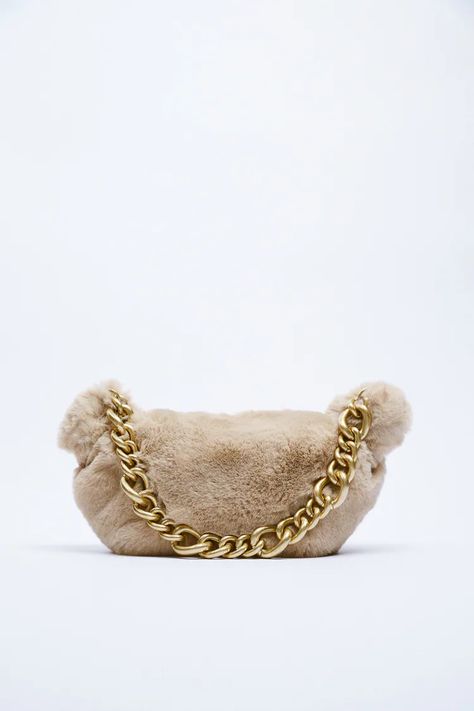 FAUX FUR CHAIN STRAP SHOULDER BAG | ZARA United States Outfit At Home, Fuzzy Bag, Faux Fur Bag, Winter Bags, Faux Fur Material, Zara Bags, Latest Bags, Fur Bag, Quilted Crossbody Bag