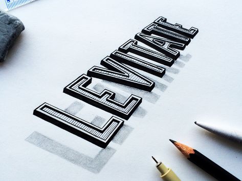 LEVITATE handlettering handdrawn typography lettering 3d Tipografi, Typography Hand Drawn, 3d Typography, Typography Graphic, Types Of Lettering, 3d Letters, Calligraphy Letters, Typography Letters, Typography Inspiration