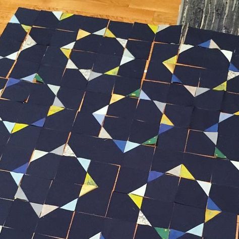 Pecking Order Quilt Pattern, Pecking Order Quilt, Quilts With Curved Piecing, Quilts With Navy Background, Pecking Order, Scrappy Quilts, Instagram