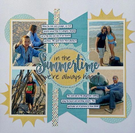 Summer Scrapbook Layouts, Beach Scrapbook Layouts, Scrapbook Generation, Picture Layouts, Vacation Scrapbook, Simple Scrapbook, Scrapbook Layout Sketches, Summer Scrapbook, Album Scrapbook