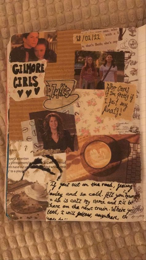 Gilmore Girls Scrapbook, Rory Gilmore Journal, Gilmore Girls Journal Page, Gilmore Girls Journal, Fantasy Journal, Lizzy Mcalpine, Draw Together, Twenty Twenty, Pretty Journals