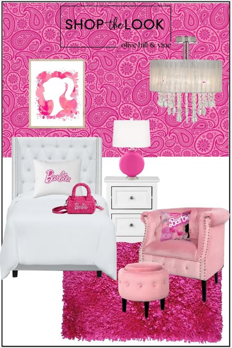 Girls Barbie Bedroom, Barbie Inspired Room, Barbie Bedroom Ideas Kids, Barbie Dream House Aesthetic, Barbie Bedroom Ideas, Bedroom Ideas Teen, Barbie Room Decor, Palace Brand, Barbie Photoshoot