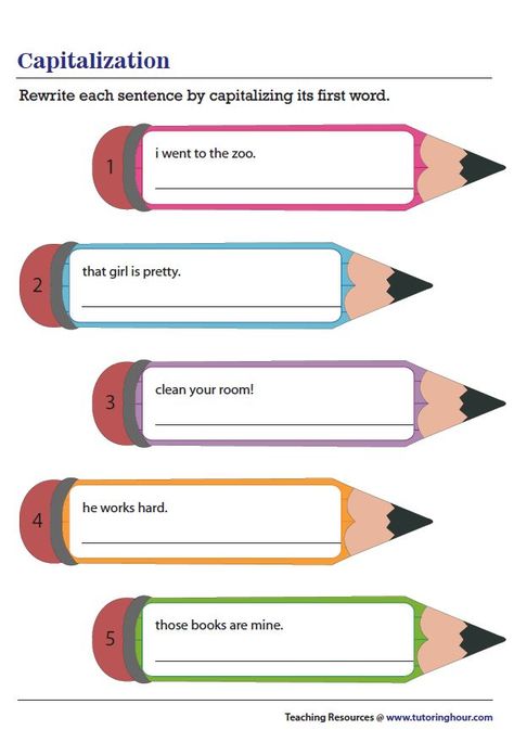 Rewriting Sentences by Capitalizing the First Words English Punctuation, Chicken Anatomy, Capitalization Worksheets, Capitalization Rules, Punctuation Worksheets, Ela Worksheets, English Grammar Rules, Classroom Rules Poster, Types Of Sentences