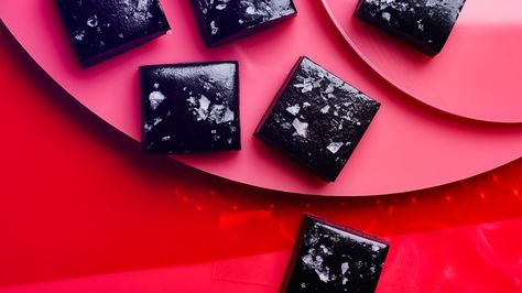 Salted Black Licorice Caramels Recipe | Bon Appetit Licorice Caramels Recipe, Gluten Free Licorice, Anise Candy, Liquorice Recipes, Spring Candy, Caramel Recipe, Black Food Coloring, Licorice Candy, Bon Appetit Magazine