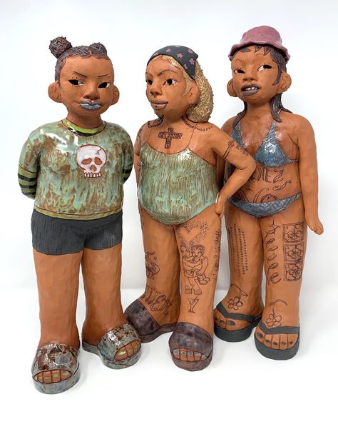 Sydnie Jimenez's Striking Ceramic Sculptures Celebrate Individual Expression and Diverse Communities — Colossal Human Form Sculpture, Art About Community, Ceramic Figures Sculpture, Clay Figures People, Sculpture Clay Ideas, Anthropomorphic Ceramics, Clay Person, Ceramic Sculpture Ideas, Clay Project Ideas