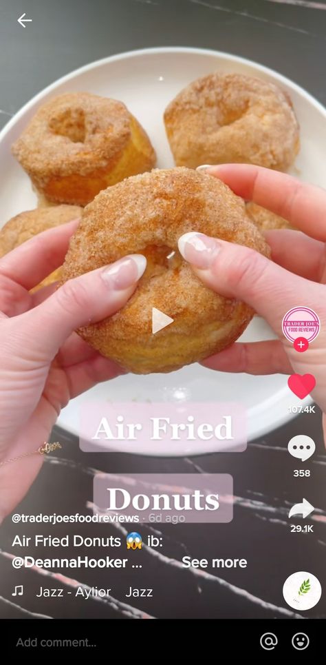 Food Recipes Air Fryer, Air Fry Donuts, Recipes Air Fryer, Fried Donuts, Easy Baking Recipes Desserts, Tasty Baking, Air Fryer Recipes Easy, Baked Dessert Recipes, Interesting Food