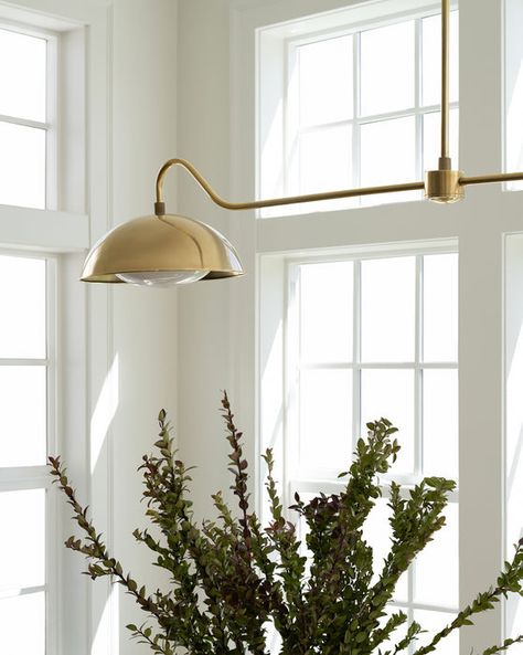 Aldorno Linear Chandelier – McGee & Co. Breakfast Table Light Fixture, Linear Dining Room Chandelier, Mcgee And Co Lighting, Studio Mcgee Lighting, Kitchen Window Lighting, Linear Light Fixture, Elizabeth House, Chandelier Brass, Chandelier Kitchen