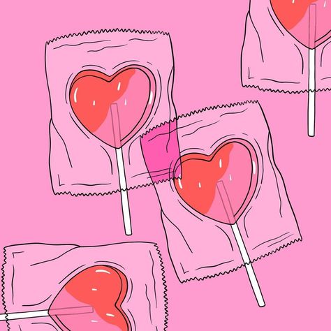 Transparent Design Art, Transparent Drawings Art, Cute Girly Illustrations, Drawing Ideas Digital Art Easy, Heart Sucker Drawing, Cute Candy Drawing, Valentines Illustration Design, How To Draw A Lollipop, Heart Candy Drawing