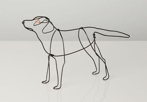 Minimalist Wire Dog Sculptures by Bridget Baker Line Sculpture, Wire Animals, Dog Portrait Tattoo, 3d Pen Art, Wire Art Sculpture, Cats Design, Dog Milk, Art Wire, Canine Art