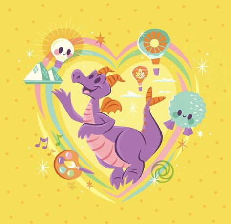 Credit: thechicks914 Disney Figment, Figment Tattoo, Figment Disney, Disney Silhouette Art, Disney Stained Glass, Disney Classroom, Disney Background, Disney Nerd, Disney World Parks