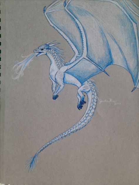 Winter Ice Wings Wings Of Fire, Ice Dragon Drawing, Flying Lizard, Smol Bean, Horse Cards, Ice Dragon, Wings Of Fire Dragons, Fire Book, Dragon Sketch