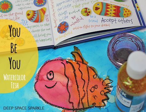 Sparkle Art, Kindergarten Art Lessons, Deep Space Sparkle, Kindergarten Art Projects, Only One You, Watercolor Fish, Watercolor Projects, Art Activity, Homeschool Art