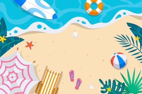 Beach Animation, Summer Animation, Background For Summer, Flat Background, Ipad Wallpapers, Summer Theme, Landscape Drawings, Family Trip, Background Banner