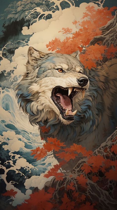 Wolf Art Design, Animal Art Wallpaper, Wolf Illustration Art, Wolf And Tiger, Where Wolf, Wolves Painting, Wallpaper Wolf, Wolves Art, Lion Cat