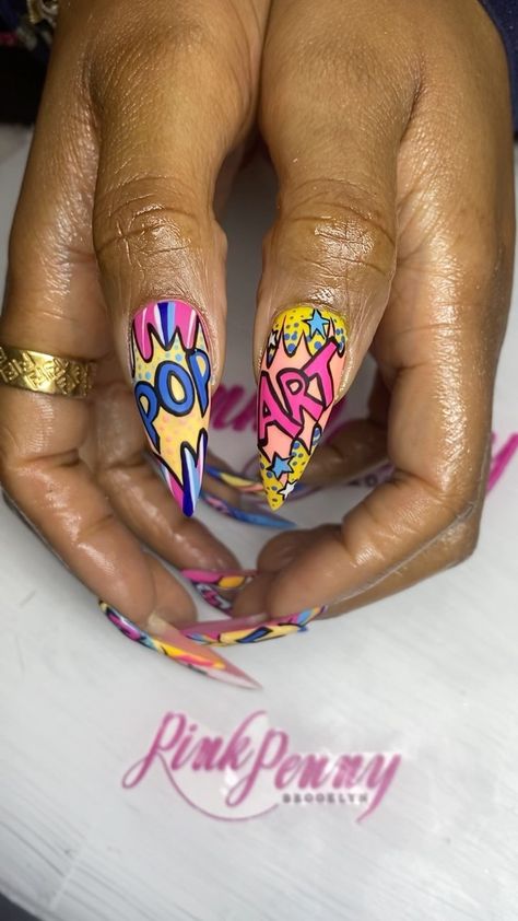 Pink Penny Bk | Neon Reefs! #pinkpennybkdoesmynails Service: Poly gel, almond shape, 3 design pairs | Instagram Poly Gel, Almond Shape, Penny, Almond, Nail Designs, Neon, Nails, Pink, On Instagram