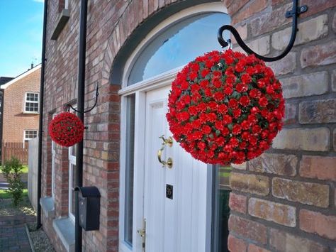 GREAT VALUE 2 X Best Artificial (TM) 28cm Red Rose Topiary Hanging Flower Baskets **UV Fade Protected** Rose Topiary, Wall Plants Indoor, Grass Texture, Artificial Hanging Baskets, Cheap Artificial Plants, Artificial Plant Arrangements, Flower Balls, Pink Geranium, Indoor Flowering Plants