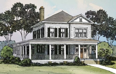 Historical House Plans, Old House Floor Plans, Square House Plans, Nantucket Style Homes, Southern Living House Plans, 4 Bedroom House Plans, Tudor Style Homes, House Plans And More, Cottage Plan