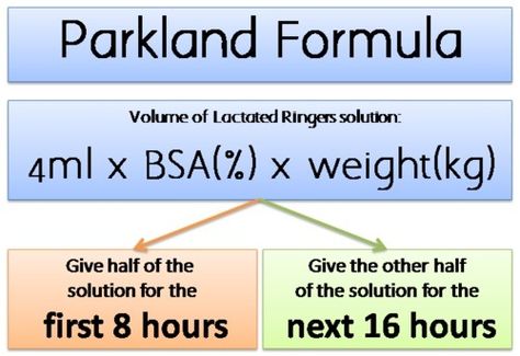 Parkland burn formula- paramedic nremt Paramedic School, Nursing Cheat, Nursing School Survival, Critical Care Nursing, Medical Training, Nursing School Tips, Nursing Tips, Emergency Medicine, Exam Prep