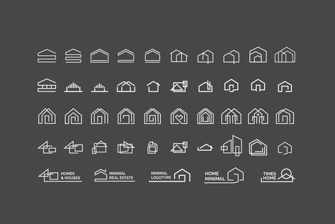 Minimalist House Logo Icons by Vanem Studio on @creativemarket House Logo Icon, Architecture Symbols, Law Firm Logo Design, Dental Logo Design, Create Logo Design, Premade Logo Templates, Construction Logo Design, House Logo Design, Architecture Logo