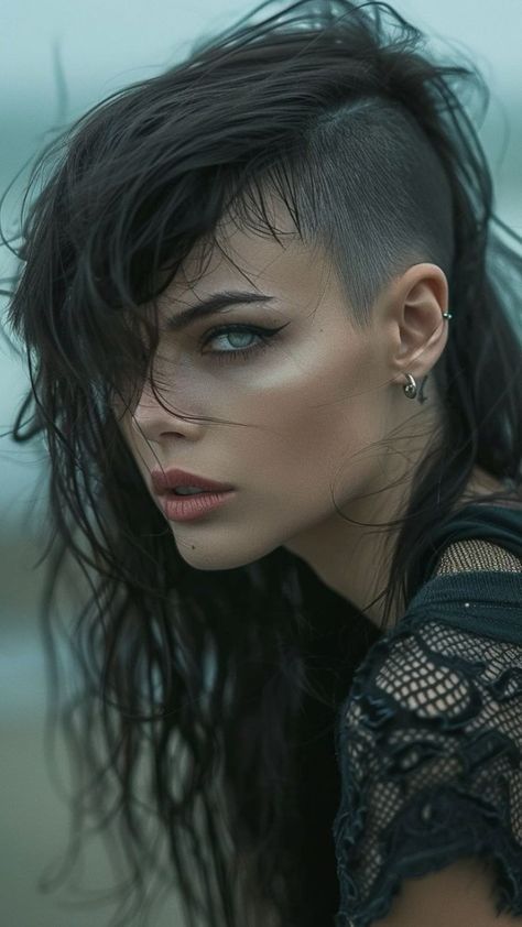 #BEAUTY, #RELATIONSHIPS #Fashion #Animals #Outfits #Winter Outfits #Animals Cyberpunk Hairstyles, Shaved Side, Shaved Side Hairstyles, Portrait Reference, Side Hairstyles, Mohawk Hairstyles, Punk Hair, Edgy Hair, Portrait Ideas