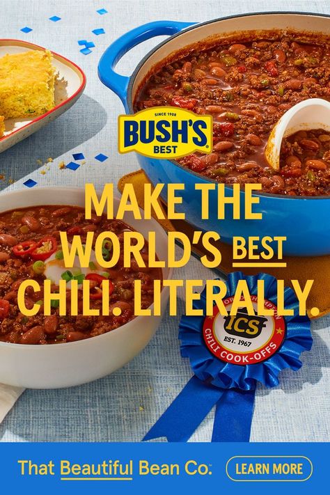 Bush’s Beans Chili Recipe, Bushes Chili Recipe, Bush’s Chili Bean Chili, Bushes Chili Bean Recipe, Worlds Best Chilli, Bush’s Chili Recipe, Bush Beans Chili Recipe, First Place Chili Recipe, Bush's Chili Recipe