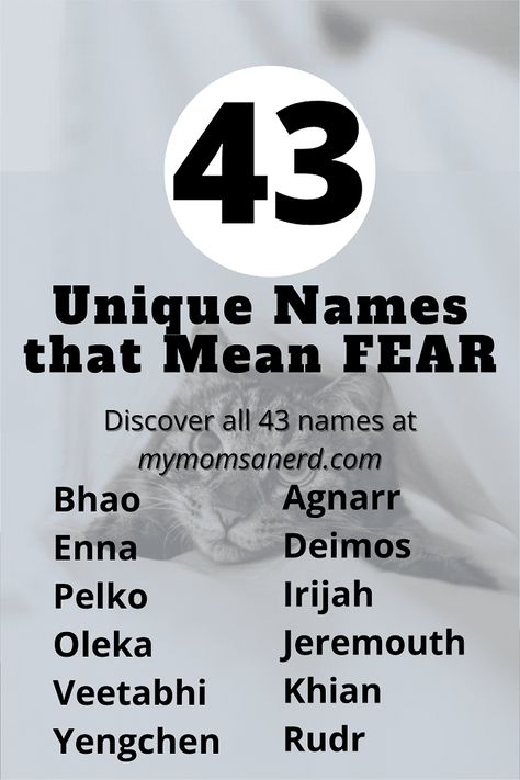 Send a shiver down your spine with our names that mean fear! These spooky, creepy, frightful names range from normal to quirky to unique ideas from other cultures. Names That Mean Fear, Names Meaning Nightmare, Edgy Names, Scary Names, Scandinavian Names, Popular Baby Boy Names, Roman Myth, Norse Words, Sanskrit Names