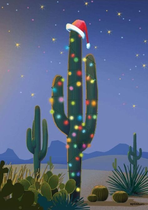 Desert Christmas Decor, Desert Christmas, Southwest Christmas, Cactus Christmas, Christmas Verses, Christmas Drawings, Inspiration Painting, Easy Canvas, Easy Canvas Painting