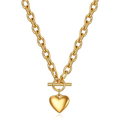 Heart Necklace and Bracelet Set Bar Pendant Necklace, Heart Chain, Bar Pendant, Moon Necklace, Gold Chain Necklace, Yours Truly, Heart Bracelet, Gold Pendant Necklace, Link Necklace