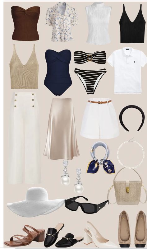 Country Club Summer Outfit, Old Money Style Beach, Old Money Summer Wardrobe, Old Money Resort Wear, Old Money Swimsuit, Old Money Coastal Aesthetic Outfits, Old Money Beach Outfit, Old Money Rich Beach Outfit, Minimalist Wardrobe Capsule