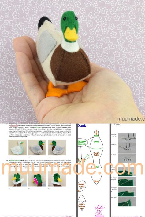 This felt duck sewing pattern is available for immediate download from my Etsy shop and comes with detailed instructions to guide you through the making process. Diy Duck Stuffed Animal, Hand Sewing Plushies Free Pattern, Felt Mallard Duck, Duck Gifts Diy, Easy Duck Sewing Pattern, Duck Plushie Pattern, Duck Plushie Diy, Duck Stuffed Animal Pattern, Felt Goose Pattern