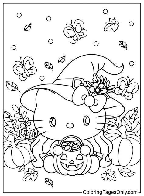 34 halloween hello kitty coloring pages - coloringpagesonly.com#halloweencoloringfun #halloweenprintables #halloweenfun #kidscrafts Hello Kitty Coloring Pages, Kitty Coloring Pages, Halloween Hello Kitty, Spring Halloween, Halloween Coloring Sheets, Hello Kitty Colouring Pages, Halloween Craft Projects, Pumpkin Coloring Pages, Kitty Coloring