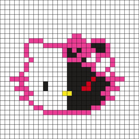 Hello Kitty Monokuma Perler Bead Pattern | Bead Sprites | Characters Fuse Bead Patterns Modele Pixel Art, Graph Paper Drawings, Easy Pixel Art, Pixel Art Templates, Pattern Maker, Pixel Drawing, Hello Kitty Coloring, Pixel Art Grid, Graph Paper Art