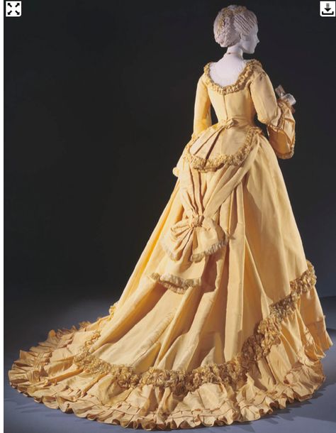 1868  A gown that is full with back fullness and a bow tied in the back. the sleeves are flared.  Philadelphia Museum of Art Princess Clothes, Куклы American Girl, Dress Bodice, 1800s Fashion, 19th Century Fashion, Philadelphia Museum Of Art, Old Dresses, Victorian Clothing, Antique Dress