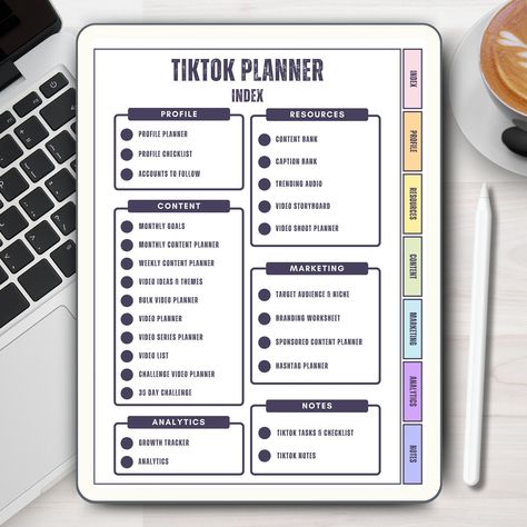 TikTok Planner, Digital TikTok Content Planner, Hyperlinked TikTok PDF, Social Media Planner Template, Digital TikTok Planner Template theawesomeplanner #monthlyplannerpages #digitalplanning #plannerset❗. Tiktok Content Planner, Tiktok Planner, Social Media Planner Template, Planner Monthly Layout, Note Taking Apps, Pinterest Planner, Tiktok Content, Planner Writing, Instagram Planner